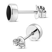 Black Onyx Sterling Silver Stud Earrings - e364